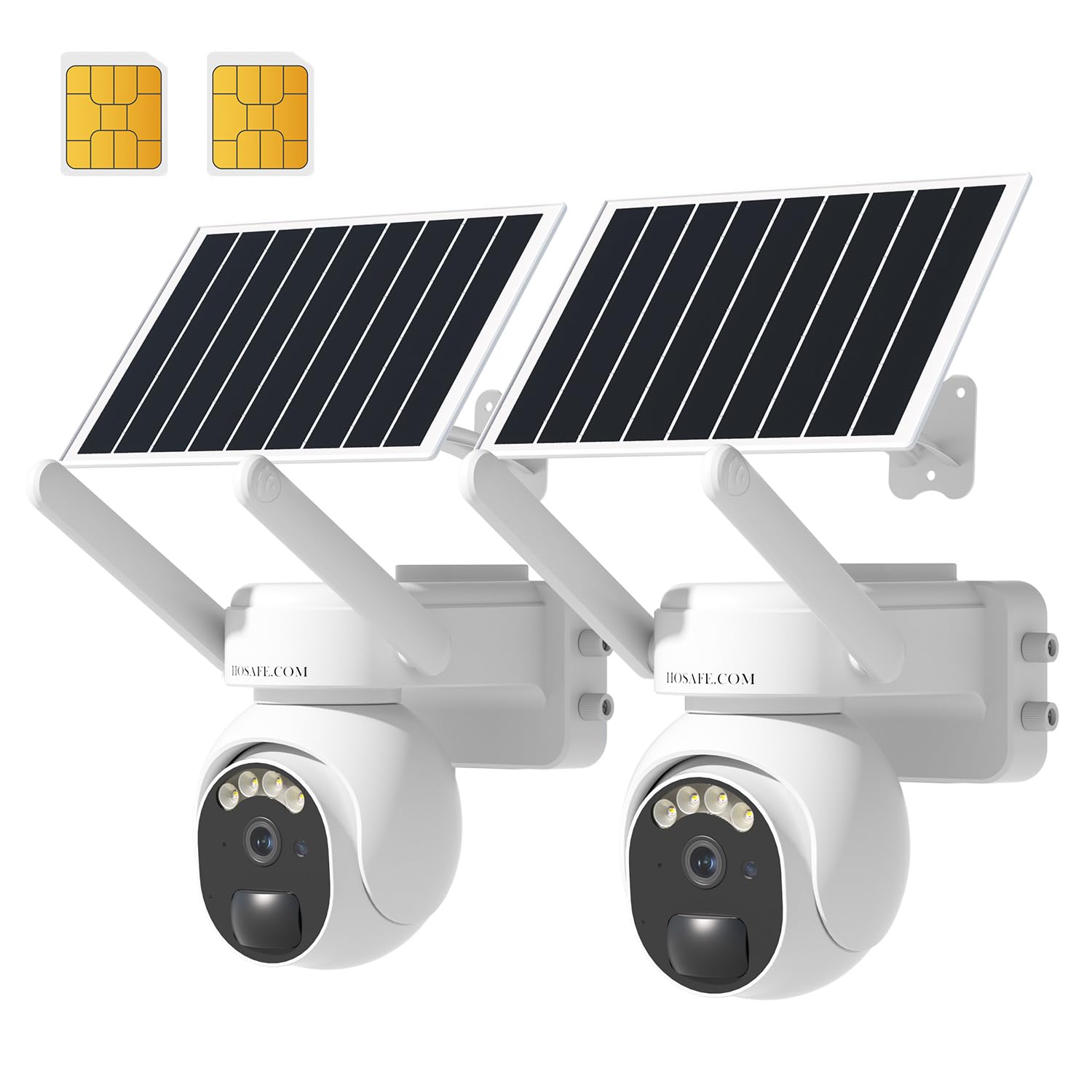 4G Lte Cellular Security Camera Outdoor, Off Grid Security Camera No Wifi Solar Powered, 360� Ptz Solar Camera Outdoor Wireless, 2K Color Night Vision, Pir Motion Sensor, Built In Sim Card, 2 Cameras