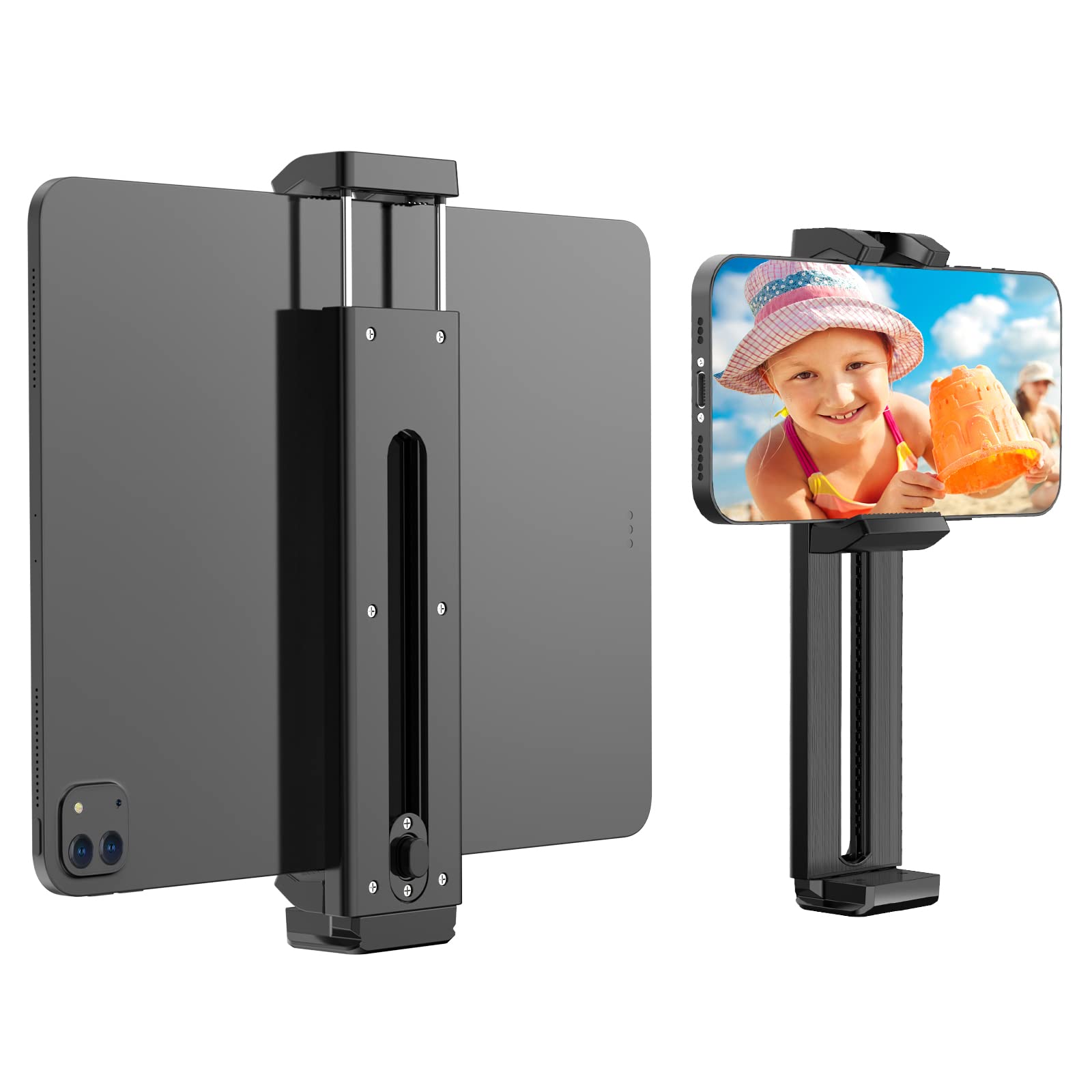 Gahenwo 4'' 12.9'' Tablet Phone Mount For Tripod, Universal Tripod Mount Adapter For Cell Phone Pad, Tablet Tripod Mount With 1/