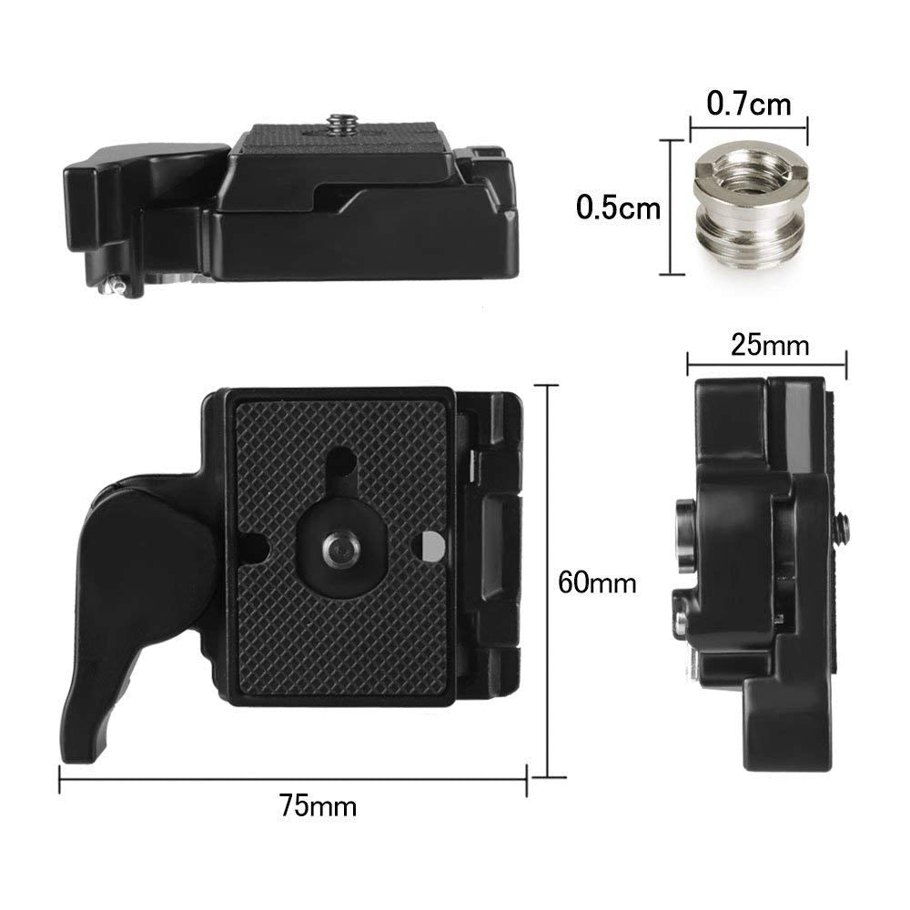 Utebit 323 Rc2 Quick Release Plate, Metal Rapid Adapter With 1/4' And 3/8' Camera Screw Tripod Mount Plate Fit Only For Manfrotto Tripod