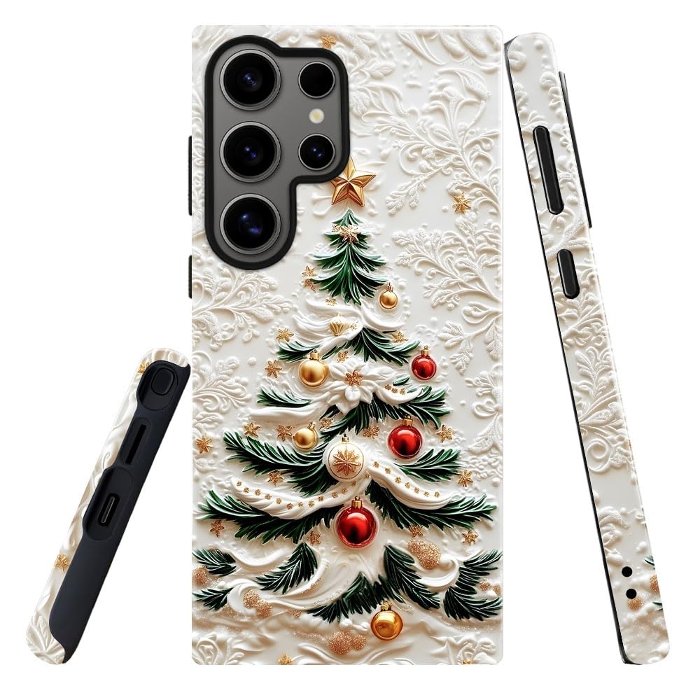 DAIZAG Case for Samsung Galaxy S25 Ultra,Military-Grade Protection Cover,Christmas Tree Snowflake Pattern(Glossy)