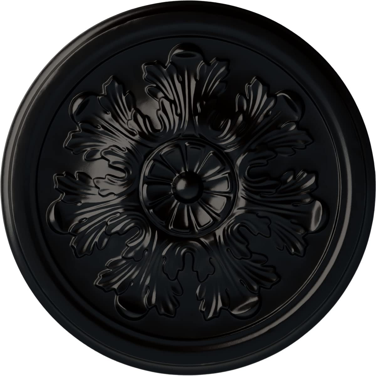 Ekena Millwork Cm12Leblf Legacy Acanthus Ceiling Medallion, 12 3/4''Od X 7/8''P (Fits Canopies Up To 3 1/2''), Hand Painted Jet