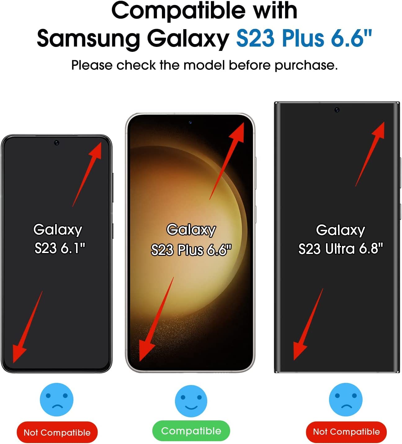 Amfilm [2+2 Pack Onetouch Tempered Glass Screen Protector For Samsung Galaxy S23+/S23 Plus 6.6 Inch With Camera Lens Protector,