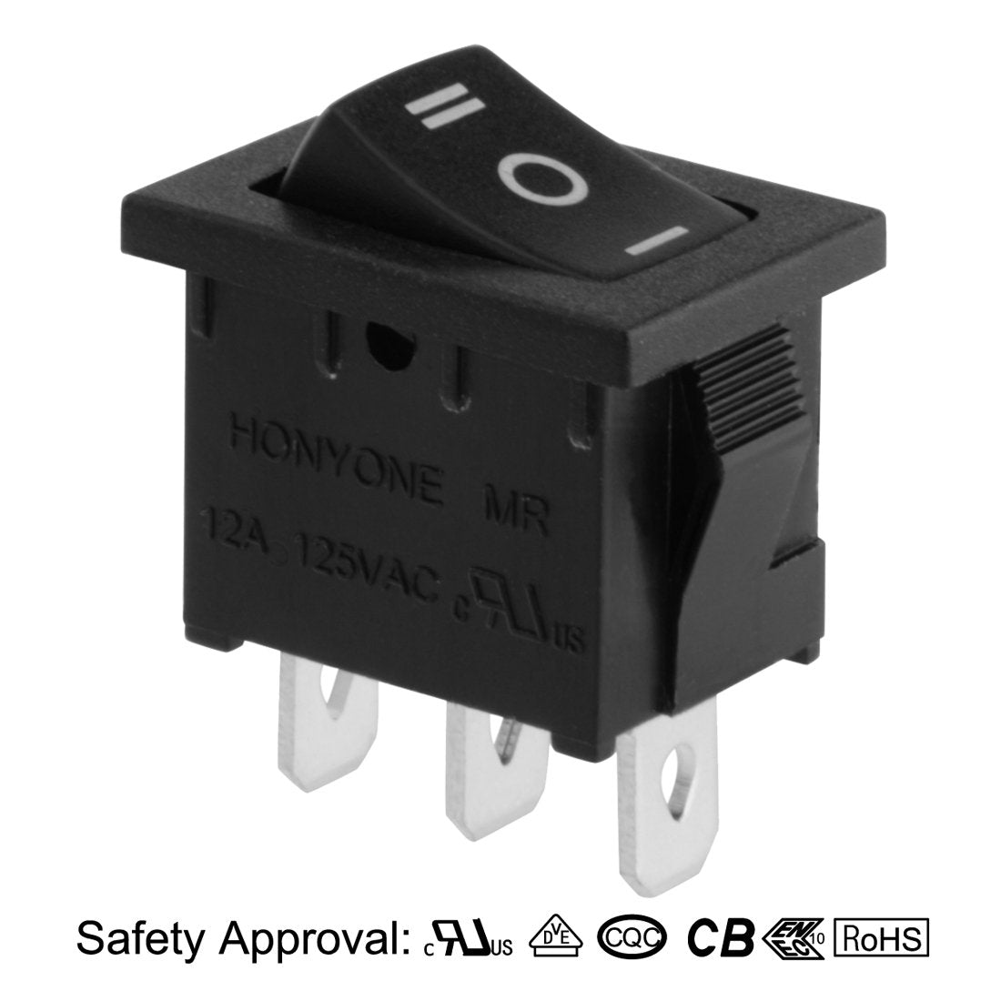 Uxcell Spdt 3P 3 Position On-Off-On Toggle Wiring Boat Rocker Switch Black Ac 125V/12A 250V/10A
