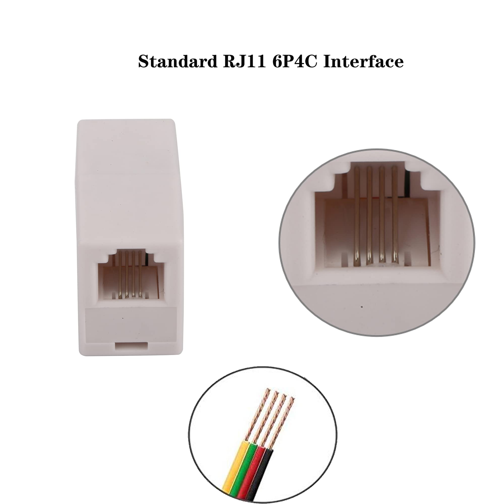 Lansensu Rj11 Coupler, Straight Telephone Inline Coupler Rj11 6P4C Inline Keystone Jack Female To Female Straight Telephone Cabl
