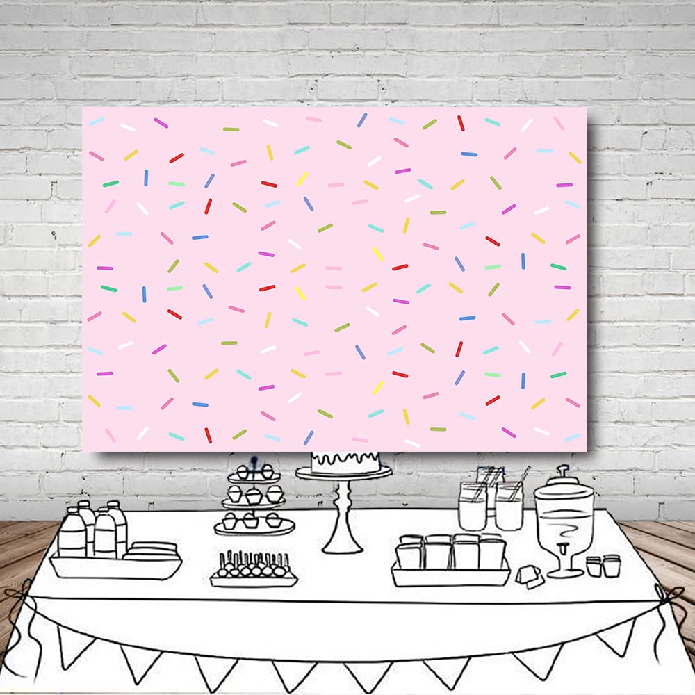 Mehofond Donut Birthday Party Decoration Pink Girl Baby Shower Banner Photo Studio Background Sprinkles Donut Grow Up Confetti P