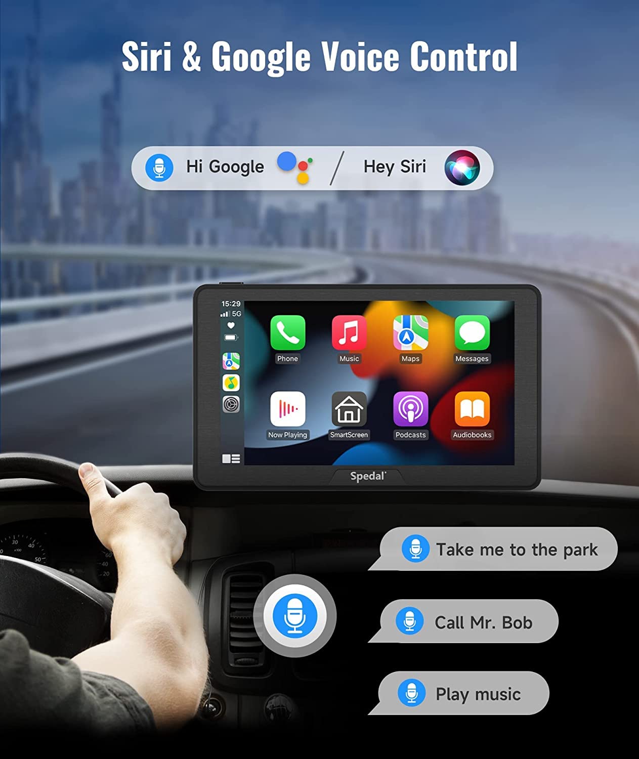 2024 Newest Portable Car Stereo With Wireless Carplay And Android Auto, Spedal Cl786 Carplay Screen For Car, 7'' Ips Touchscreen