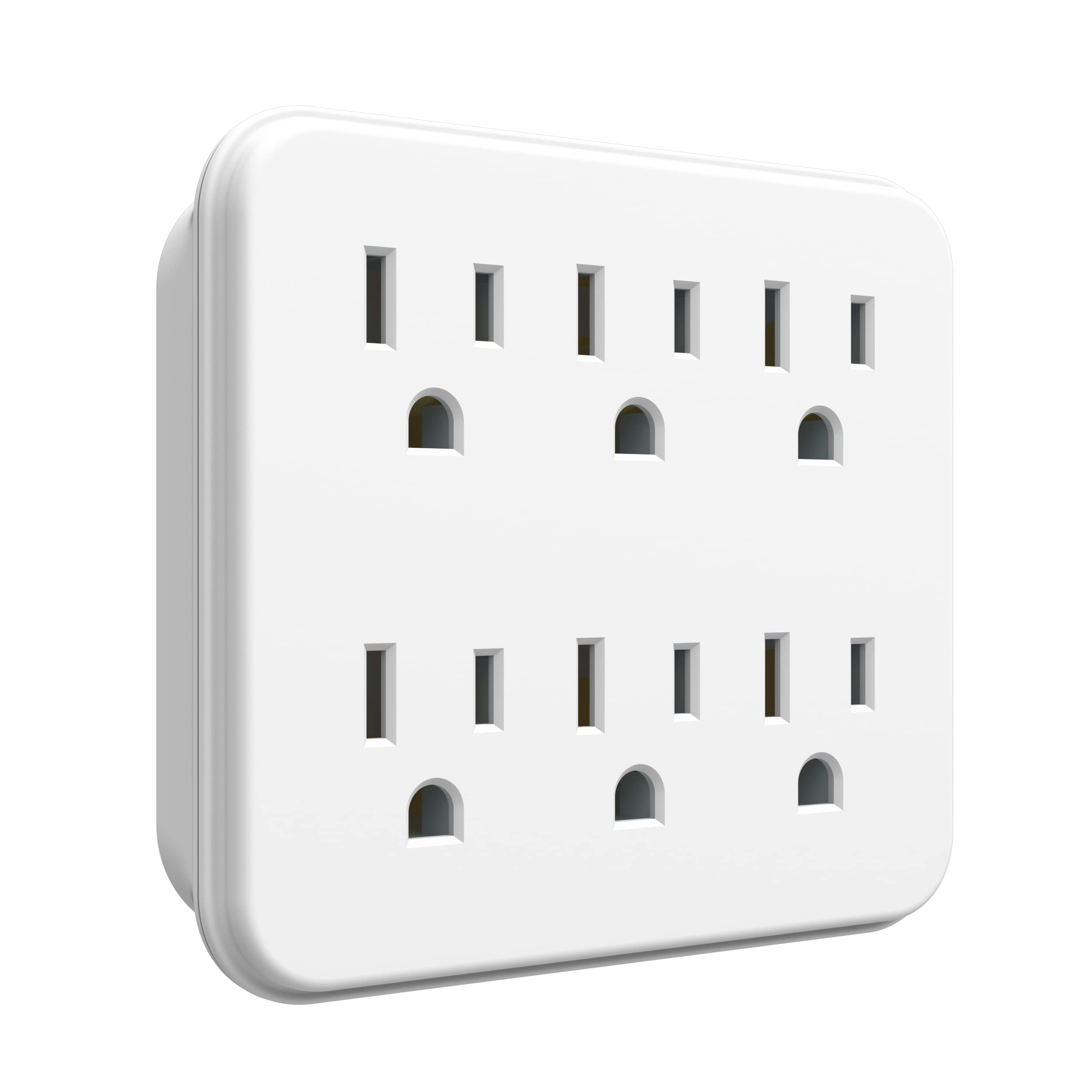 Stanley 30346 6 Outlet Wall Tap With Grounded 6 Outlet Wall Adapter, White