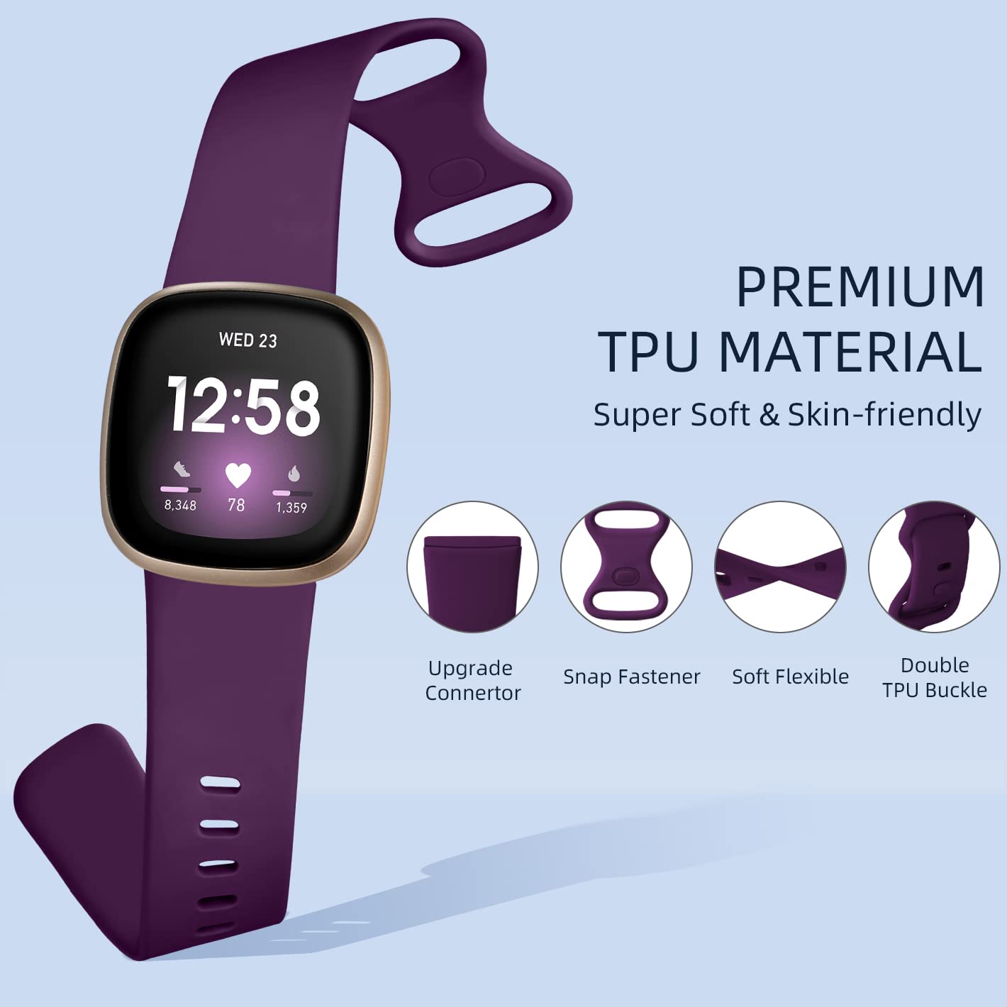 Lerobo Compatible With Fitbit Versa 4 Versa 3 Bands, Compatible With Fitbit Sense 2 Bands For Women Men, 8 Pack Sport Wristbands