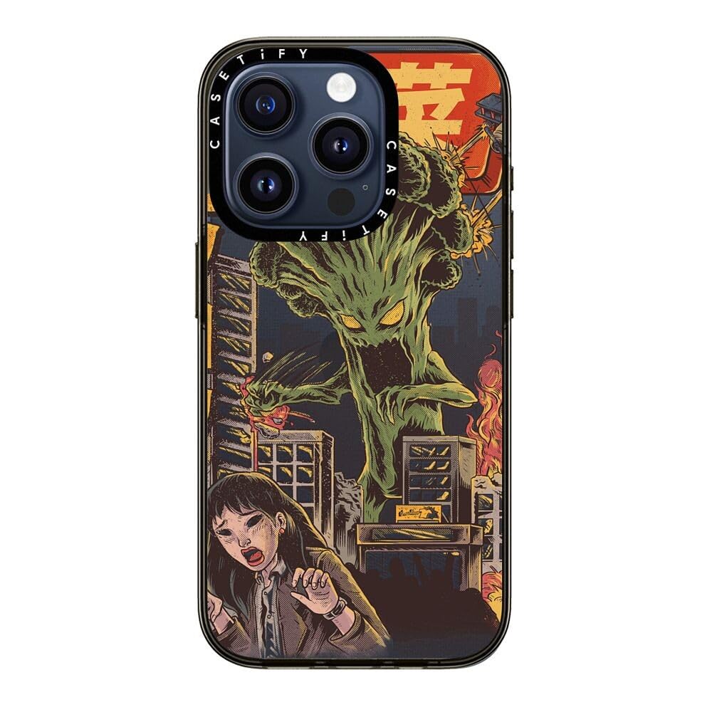 Casetify Compact Iphone 15 Pro Case [2X Military Grade Drop Tested / 4Ft Drop Protection]   Broccozilla   Clear Black