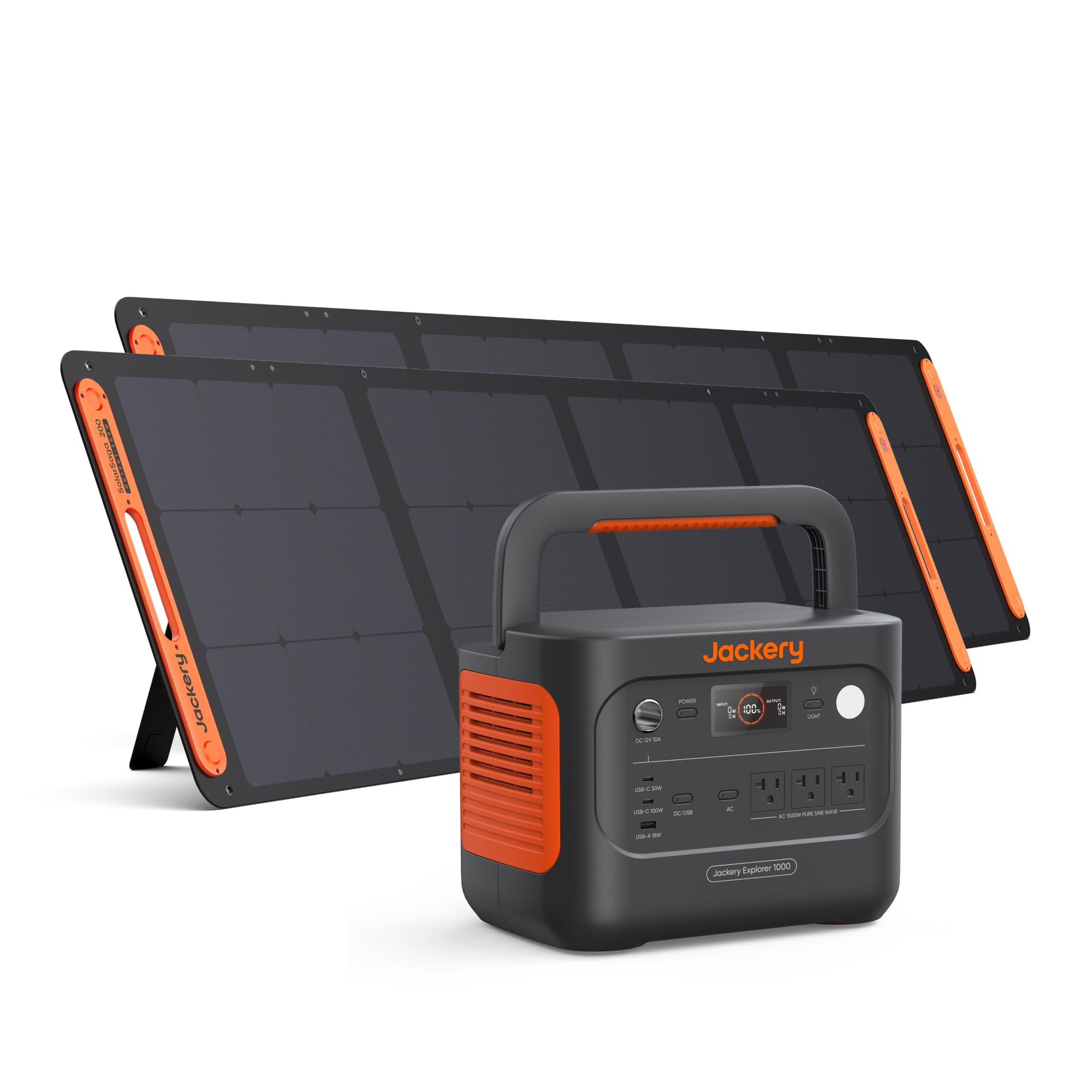 Jackery Solar Generator 1000 v2 with 2 * 200W Solar Panels, 1070Wh LiFePO4 Portable Power Station, 1500W AC Output, 1hr Fast Cha