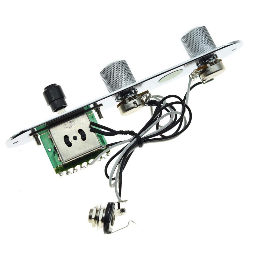 Dopro Loaded Control Plate Pre Wired 3 Way Control Plate With Wiring Harness For Fender Tele/Telecaster Guitars Chrome