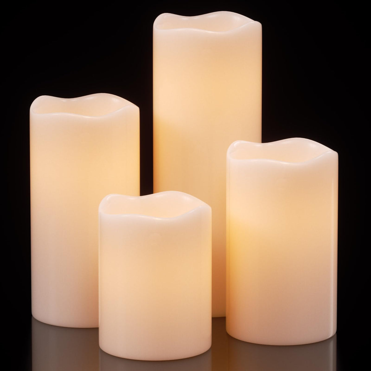 Eldnacele Waterproof Flameless Flickering Candles With 6 Hours Timer, Indoor Outdoor White Led Plastic Battery Operated Pillar C