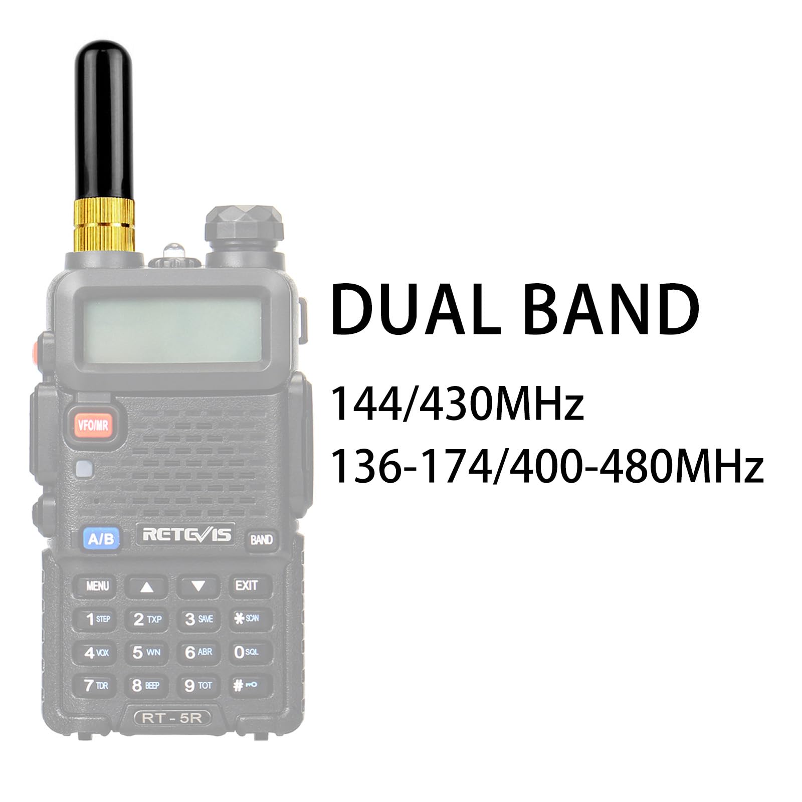 Retevis Ham Radio Short Antenna, 1.96 Inch Sma-Female, Dual Band Vhf/Uhf 144/430Mhz Antenna, For Retevis Rt29 Rt86 Ra79 Hd2, Com