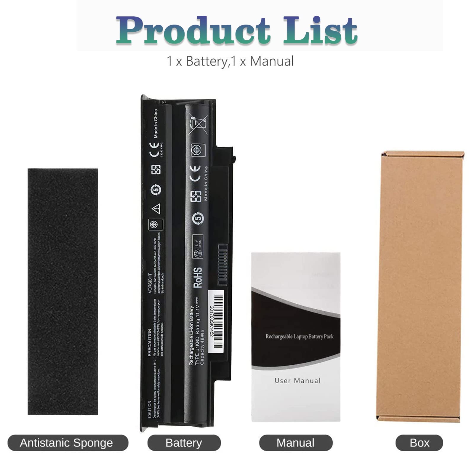 Replacement J1Knd 11.1V 48Wh Laptop Battery For Dell Inspiron N7010 N7110 N5010 N5110 N5030 N5040 N5050 3520 N4010 N4110 N4050 M