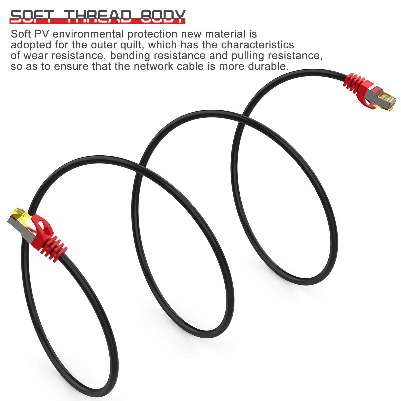 Boahcken Cat 8 Ethernet Cable 90 Ft,1.5Ft 6Ft 10Ft 20Ft 25Ft 30Ft 75Ft 100Ft 150Ft 200Ft Heavy Duty High Speed Network Internet Cable,26Awg 40Gbps 2000Mhz,S/Ftp Indoor&Outdoor Shielded Lan Cable