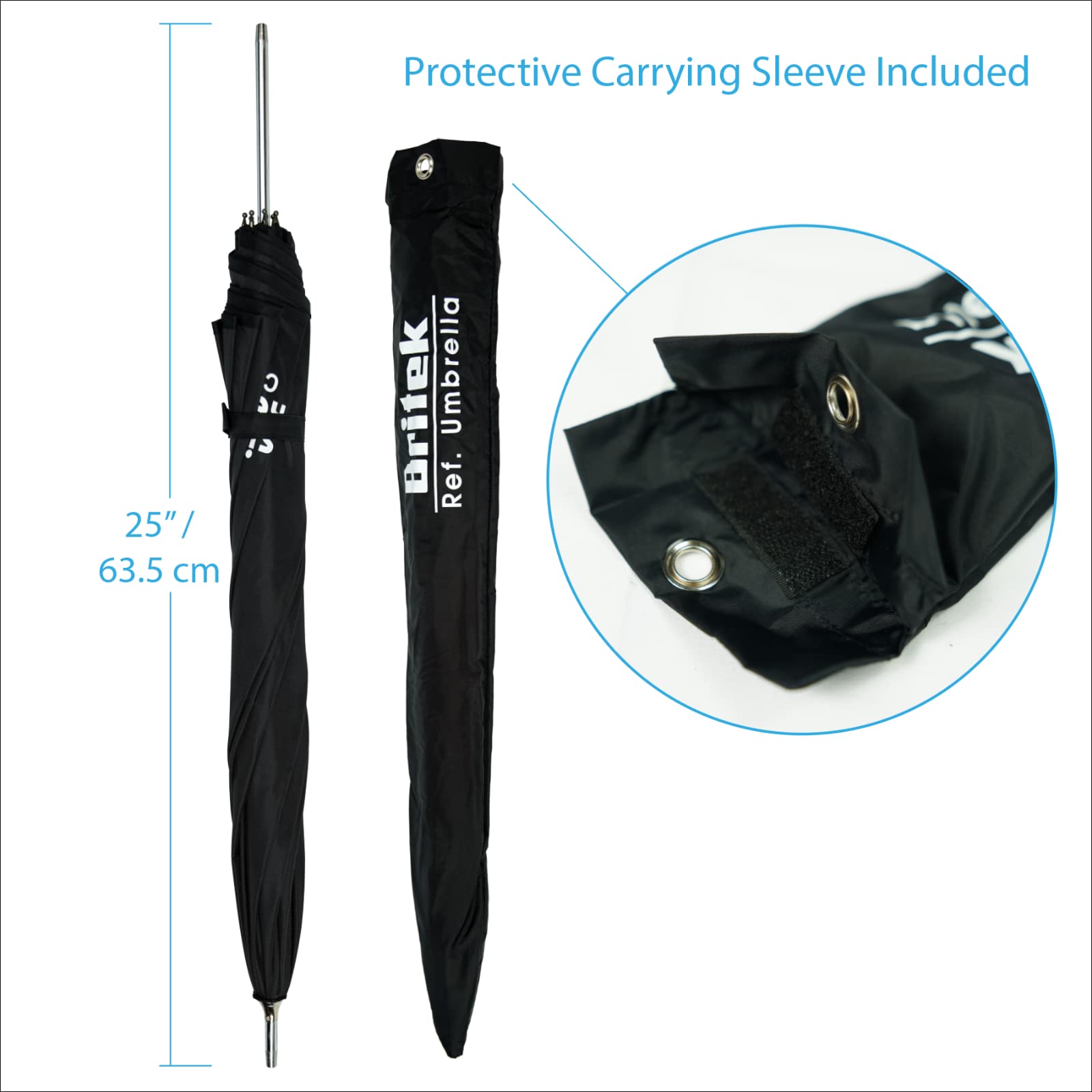 Britek [2 Pack] Professional Studio 32'' (80Cm) Black + White Reflector Umbrella W/Protective Sleeve, Metal Parts For Portrait V