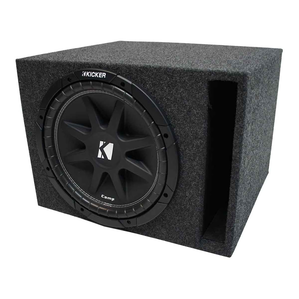 Kicker 43C124 N Bundle With Universal Car Stereo Vented Port Single 12'' Comp C12 Sub Box Enclosure   Final 4 Ohm