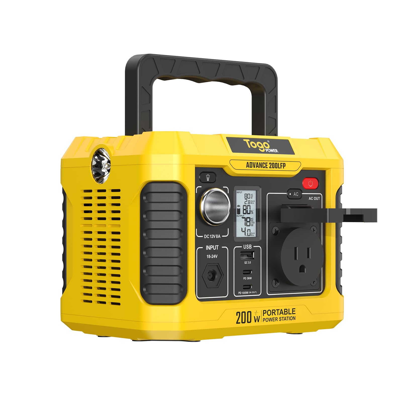 Togo POWER 200W Portable Power Station,Peak 400W Solar Generator 177Wh Lithium Battery Power Bank with 120V AC Outlet,USB QC3.0&