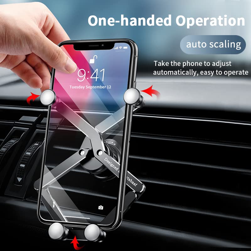 Oatsbasf Car Phone Mount, Hands Free Phone Holder, Gravity Air Vent Car Mount, Suitable For Mobile Phones Under 7 Inches (X01-Bl