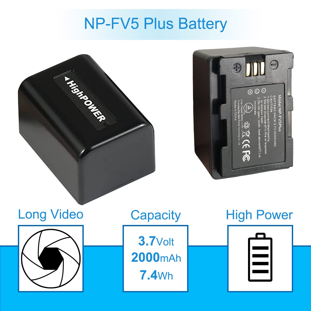 Cofunkool Digital Video Camera Camcorder Travel Charger And 3.7V 2000Mah Np Fv5 Plus Rechargeable Lithium Battery (Np Fv5 Plus/N