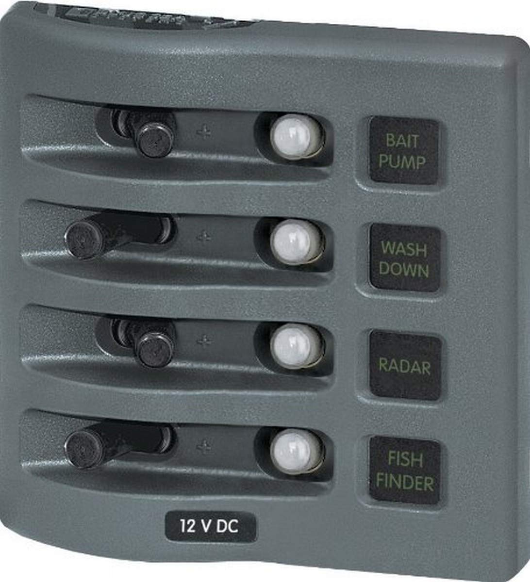 Blue Sea Systems 4374 Weatherdeck 12V Dc Waterproof Circuit Breaker Panel   Gray, 4 Positions