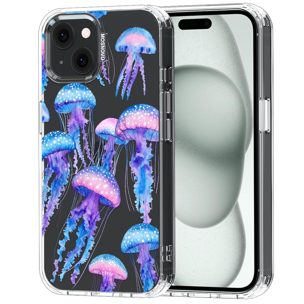 MOSNOVO for iPhone 15 Case, Shockproof Military-Grade Protection 6.6ft Drop Tested, Clear Phone Case for iPhone 15, Mystic Jelly