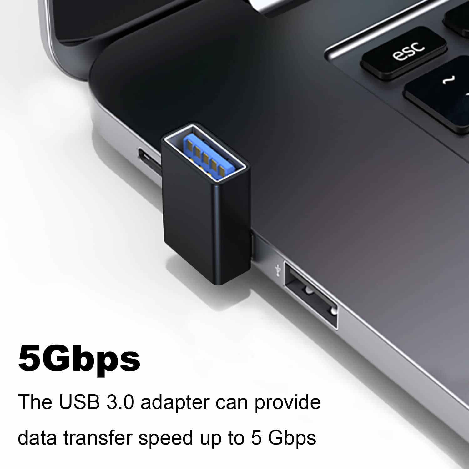 Areme 90 Degree Usb 3.0 Adapter 2 Pack, Up And Down Angle Usb A Male To Female Converter Extender For Pc, Laptop, Usb A Charger, Power Bank And More (Black)