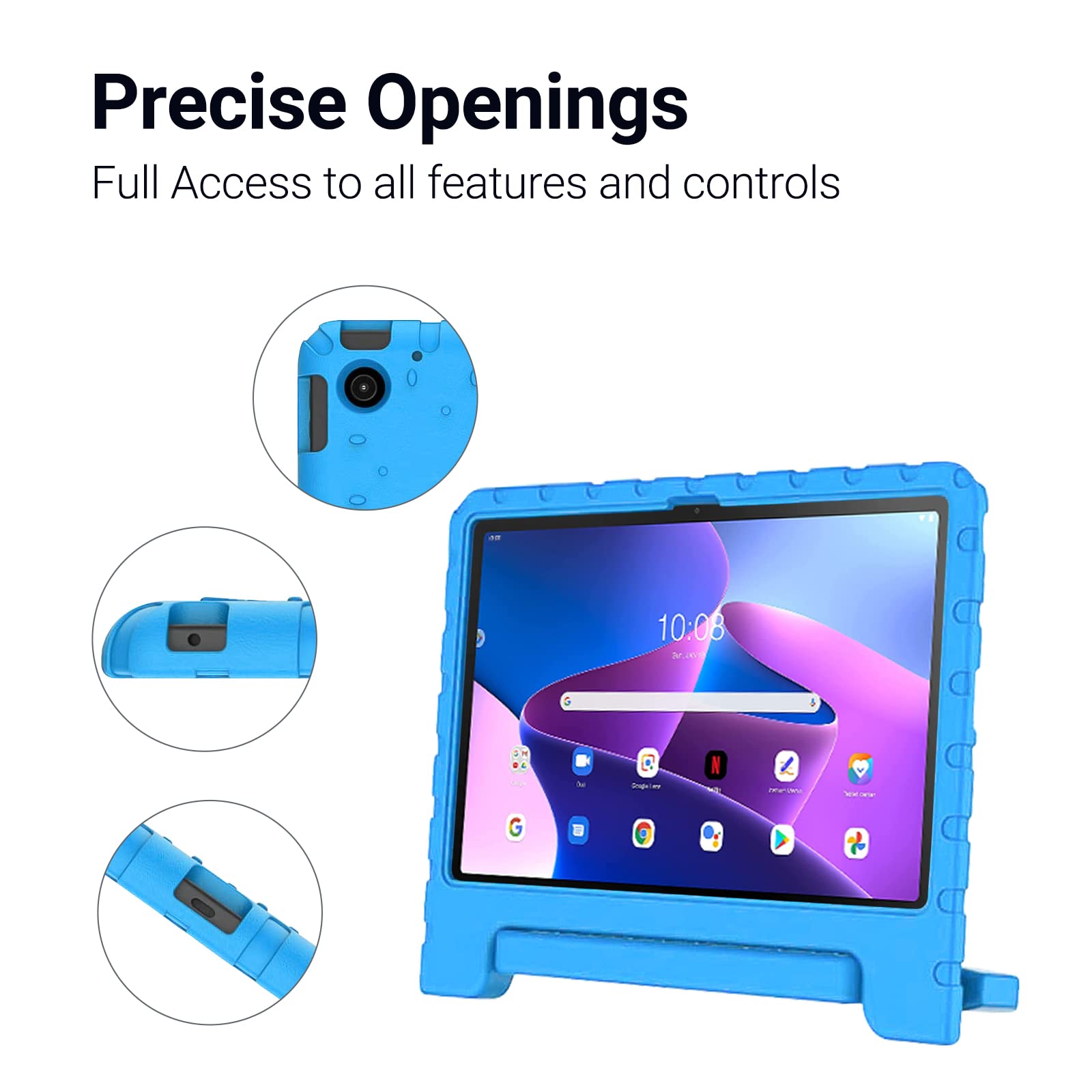 Simpleway Kids Case For Lenovo Tab M10 Plus 3Rd Gen 2022 10.6 Inch Model(Tb 125F/128F),Lightweight Shockproof Handle Stand Case