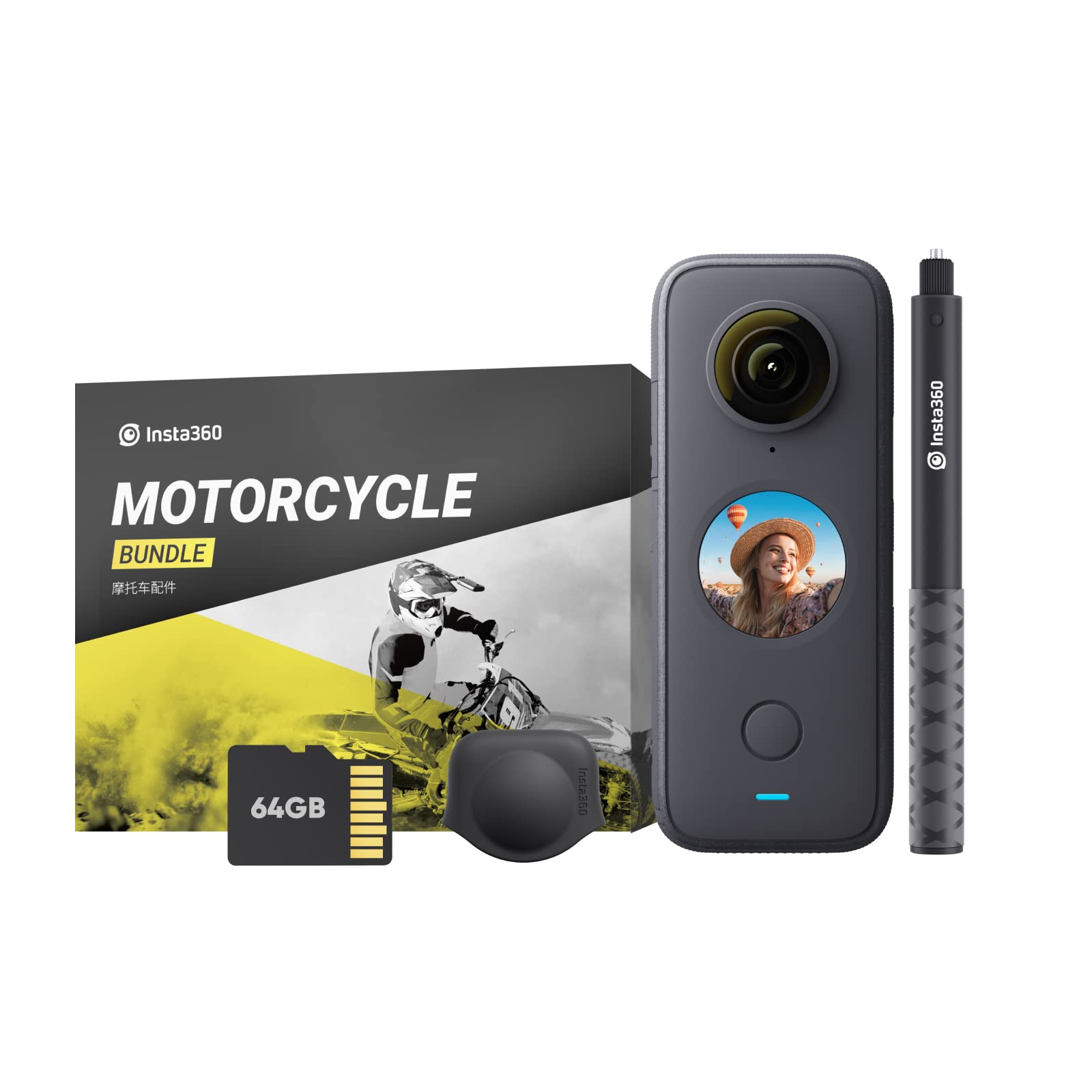 Insta360 One X2 360 Degree Waterproof Action Camera, 5.7K 360, Stabilization, Touch Screen, Ai Editing, Live Streaming, Webcam,