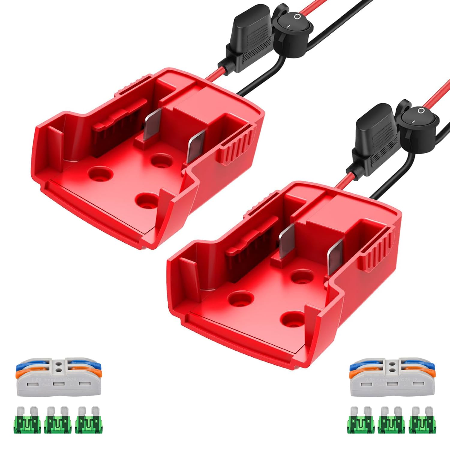 2 Pack Power Adapter Wheel Compatible With Milwaukee M18,18V Power Battery Wheel Conversion Kit With Switch, Fuse & Wire Termina