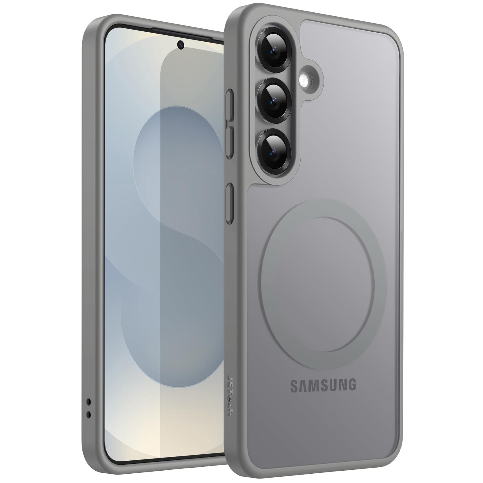 JETech Magnetic Case for Samsung Galaxy S25 Plus 5G, Compatible with MagSafe, Translucent Matte Back Shockproof Phone Cover (Sil