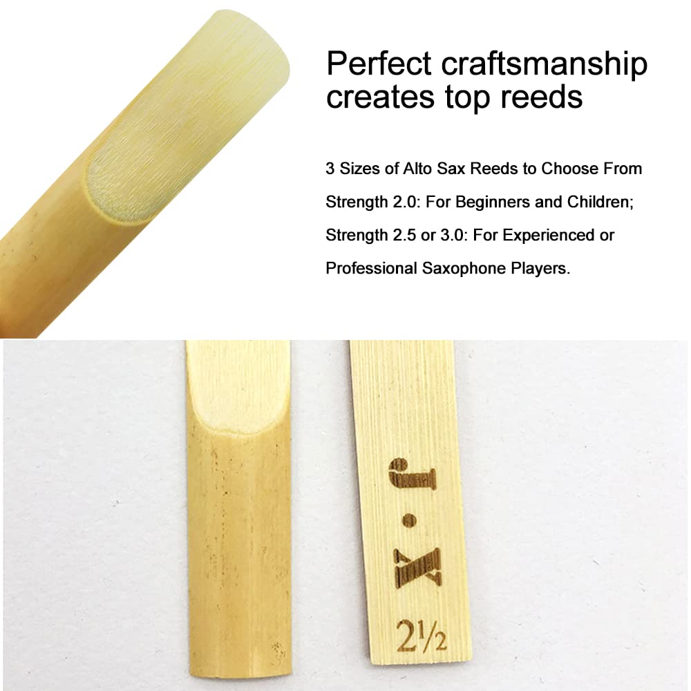 Nicavkit 10 Pack Alto Saxophone Reeds 2.0/2.5/3.0, Alto Sax Reeds Strength 3.0 With Storage Box, Traditional Reeds For Alto Saxo