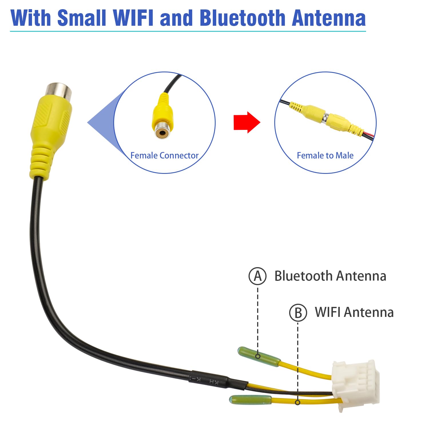 Jayubien 10Pin Rca Wiring Harness Connector For Android Car Stereo Radio Backup Camera Rca Video Input Adapter Replacement Rever