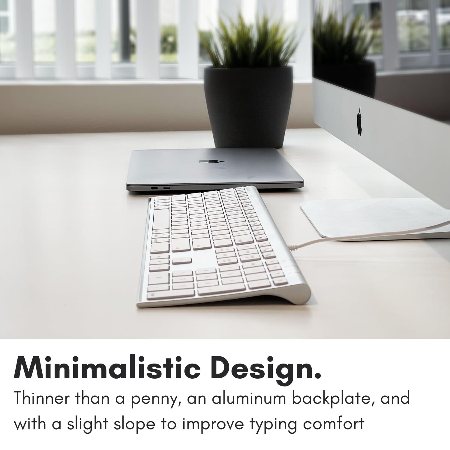 Macally Ultra Slim Usb Wired Computer Keyboard - Compatible Apple Keyboard Or Windows - Full Size Keyboard With 20 Mac Keyboard