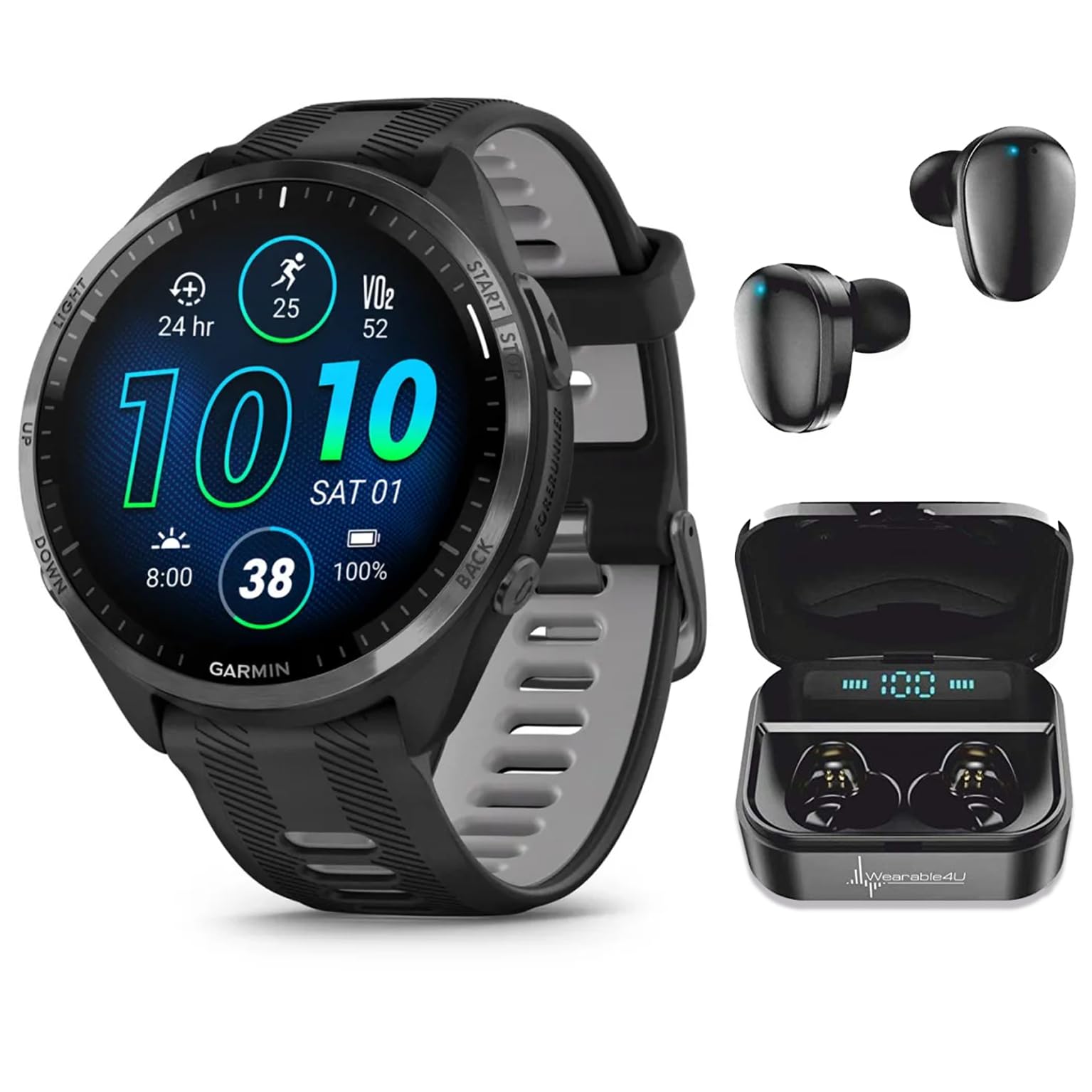 Wearable4U - Garmin Forerunner 965 Premium GPS Running and Triathlon 47mm Smartwatch with AMOLED Touchscreen Display, Carbon Gra