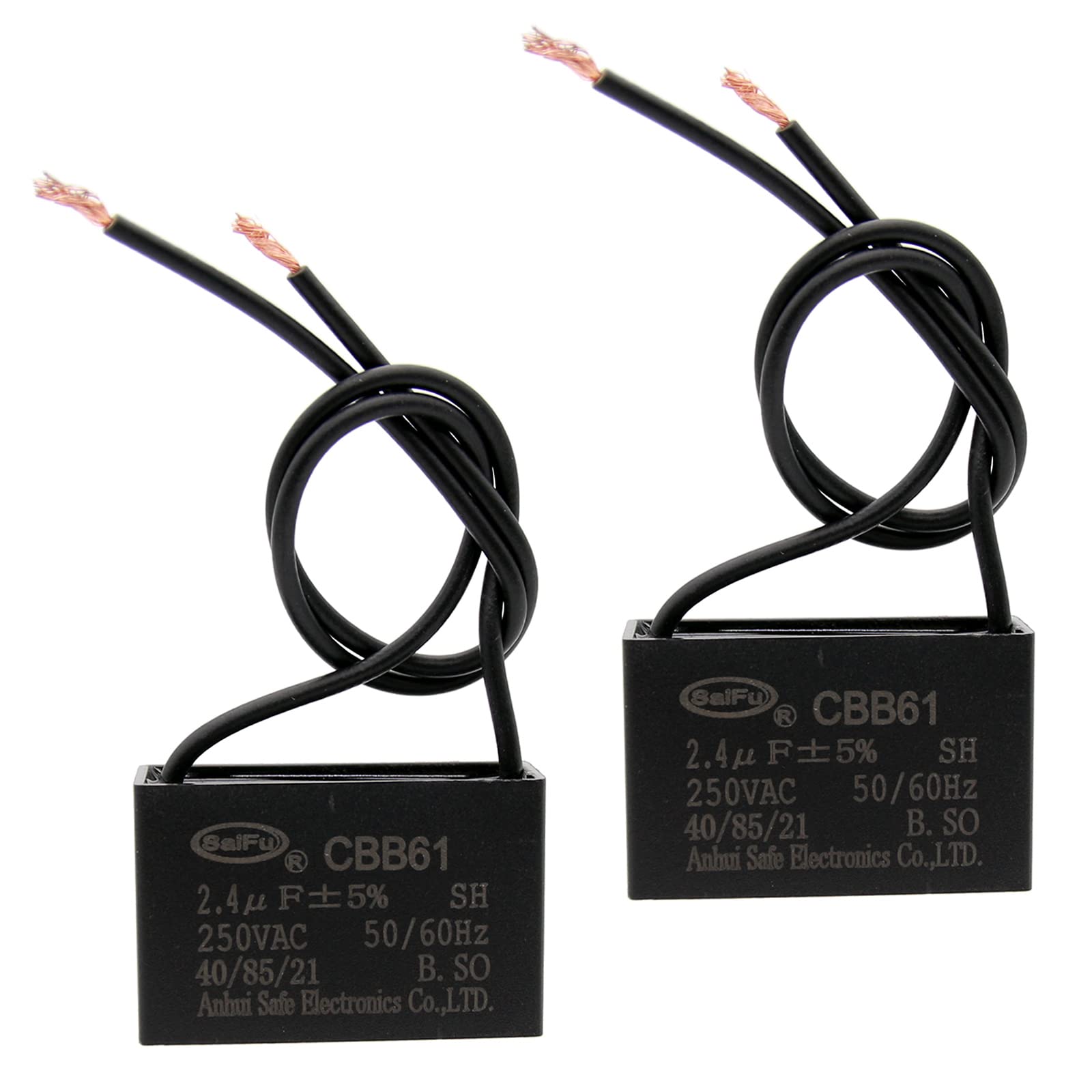 Akzytue Cbb61 Capacitor 2.4Uf 250V Ac Ceiling Fan 2 Wire 50/60Hz For Starting Electric Fan Generator Pump Motor (2 Pack )