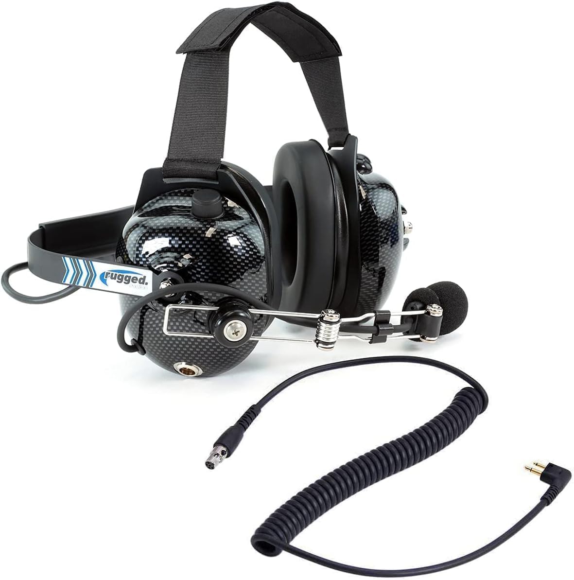 Rugged Behind The Head Headset and Adaptor Cable for Racing Radios Electronics Motorola CP200 - Features Cable to Connect to Two