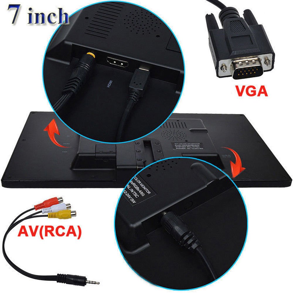 Sallybest 7 Inch Ultra Thin 16:9 Hd 800X480 Tft Lcd Color Display Headrest Monitor Touch Button Monitor Screen Support Av Hdmi V