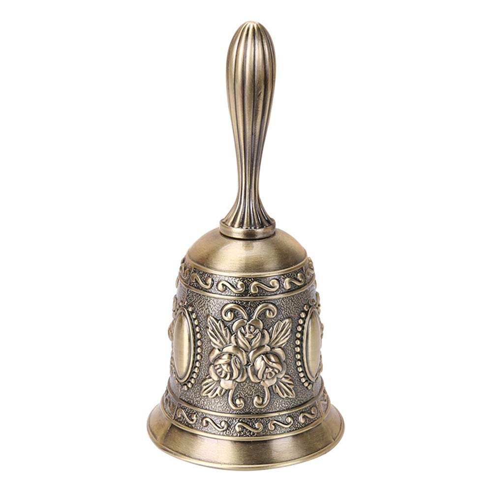 Yuyeran Retro Call Bell Antique Hand Bell Bronze Dinner Bell Resturant Service Bell Brass Jingle Wedding Classroom Church Bell