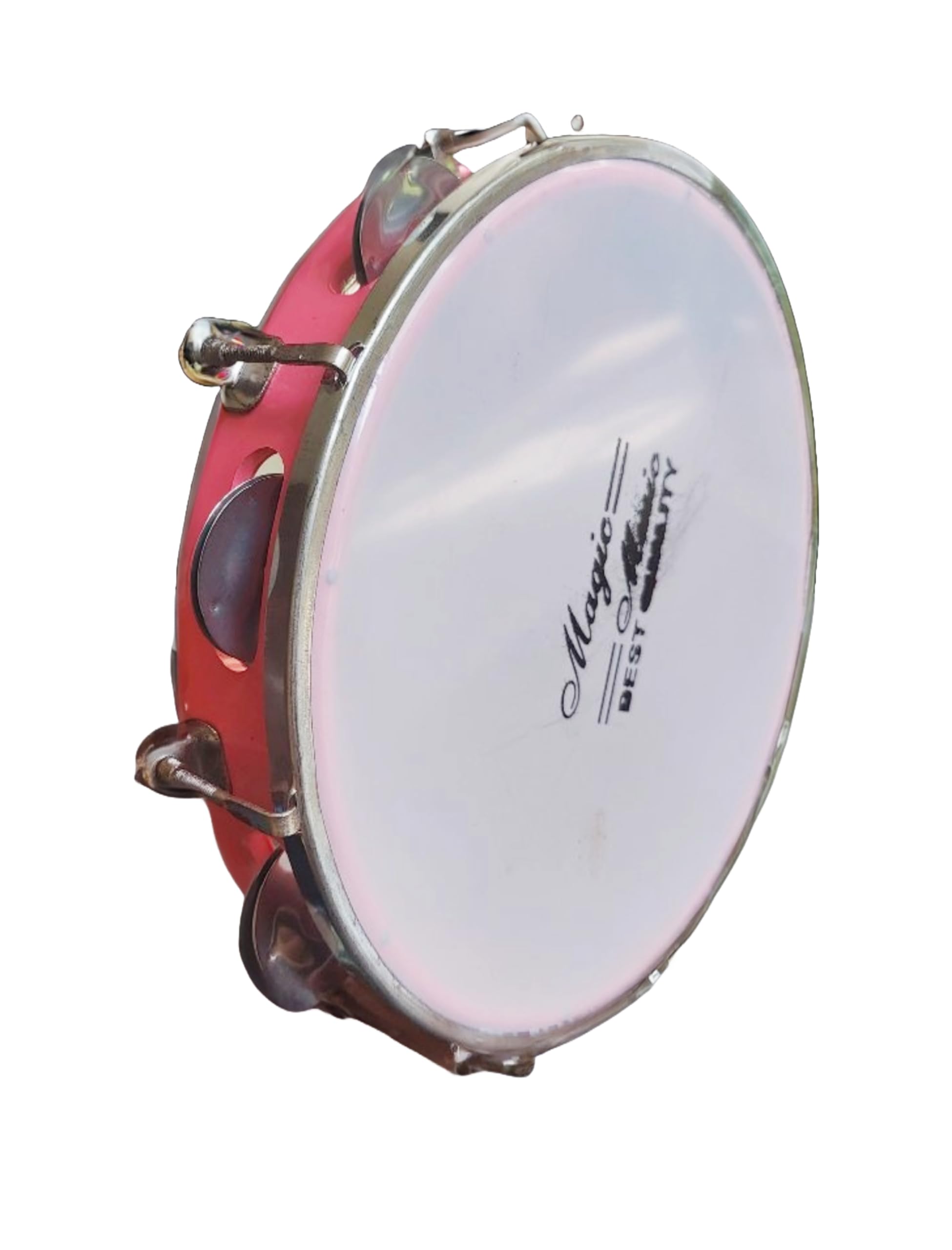 Shopping Bazar Tambourine/Fibre Dafli Hand Percussion Musical Instrument (White, 10 inch)