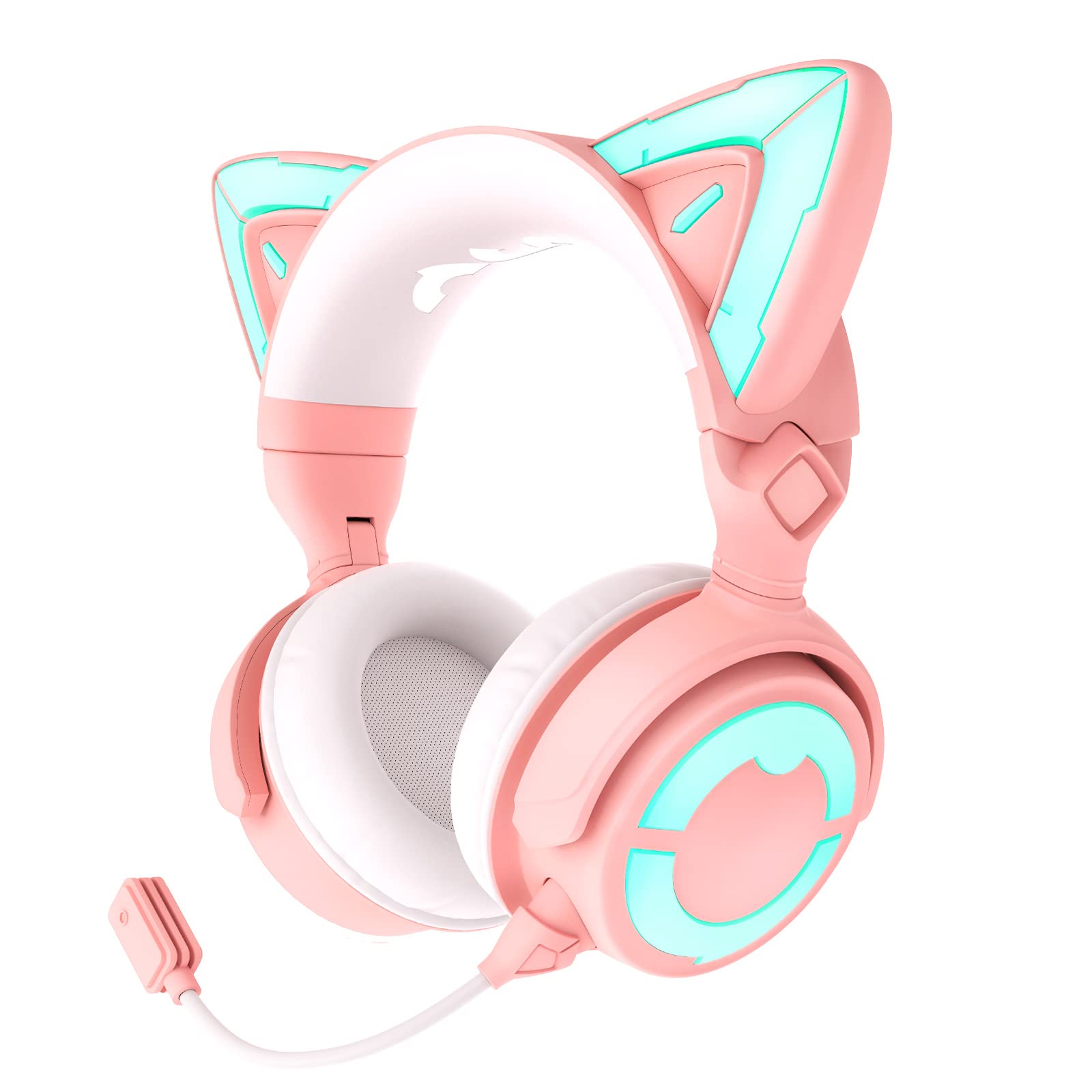 Yowu Rgb Cat Ear Headphone 4, Upgraded Wireless & Wired Gaming Headset With Attachable Hd Microphone  Active Noise Reduction, Du