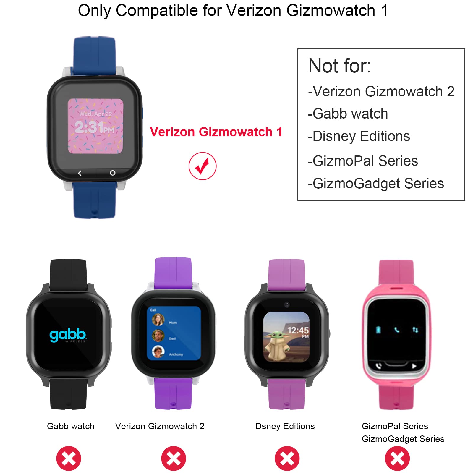 4 Pack Case Compatible For Gizmo Watch Screen Protector For Kids, Geordgy Overall Protective Case Ultra Thin Cover Bumper Shell