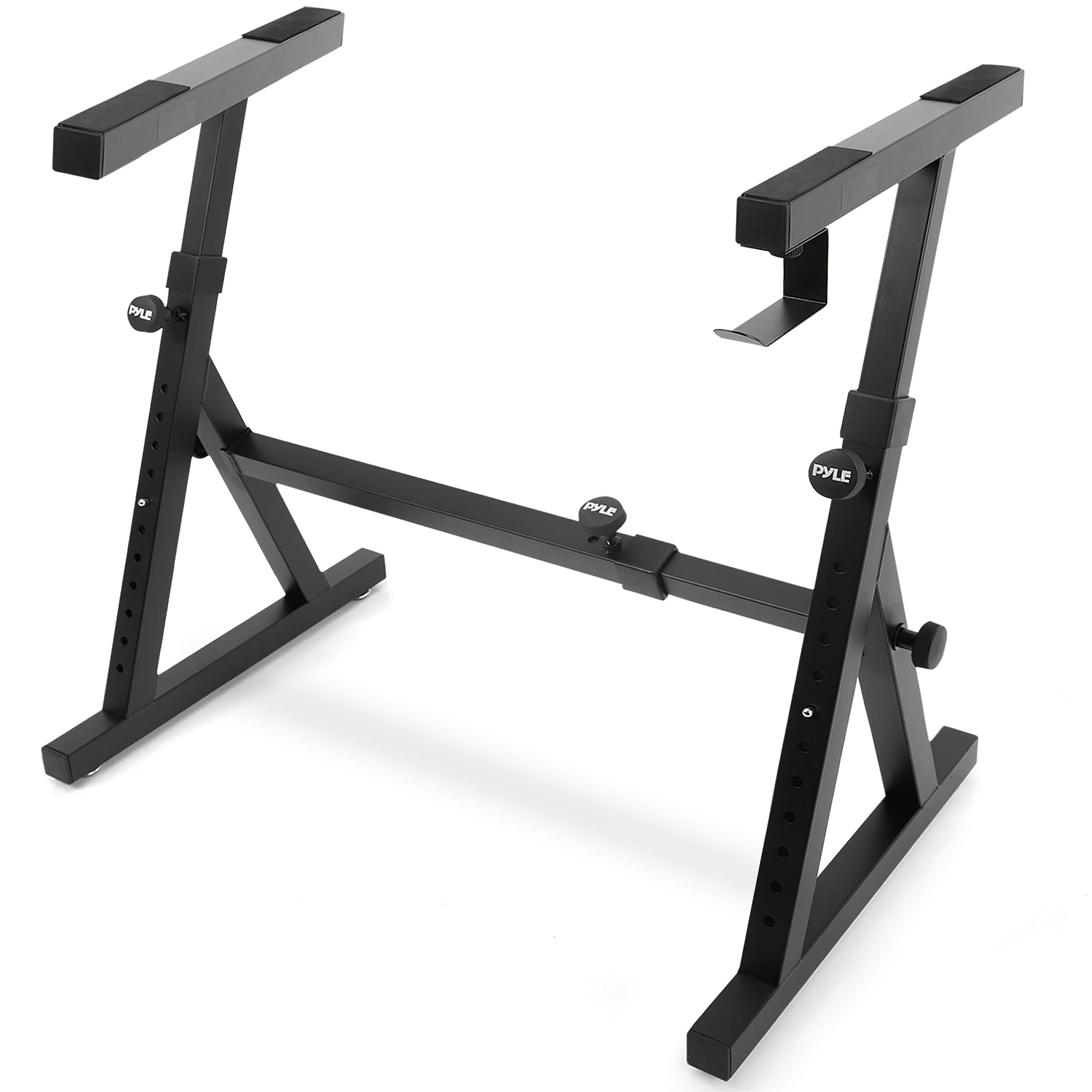 Pyle Heavy Duty Folding Keyboard Stand - Sturdy Reinforced Z Design w/ Adjustable Width & Height, Foam Padded Arms, Digital Pian