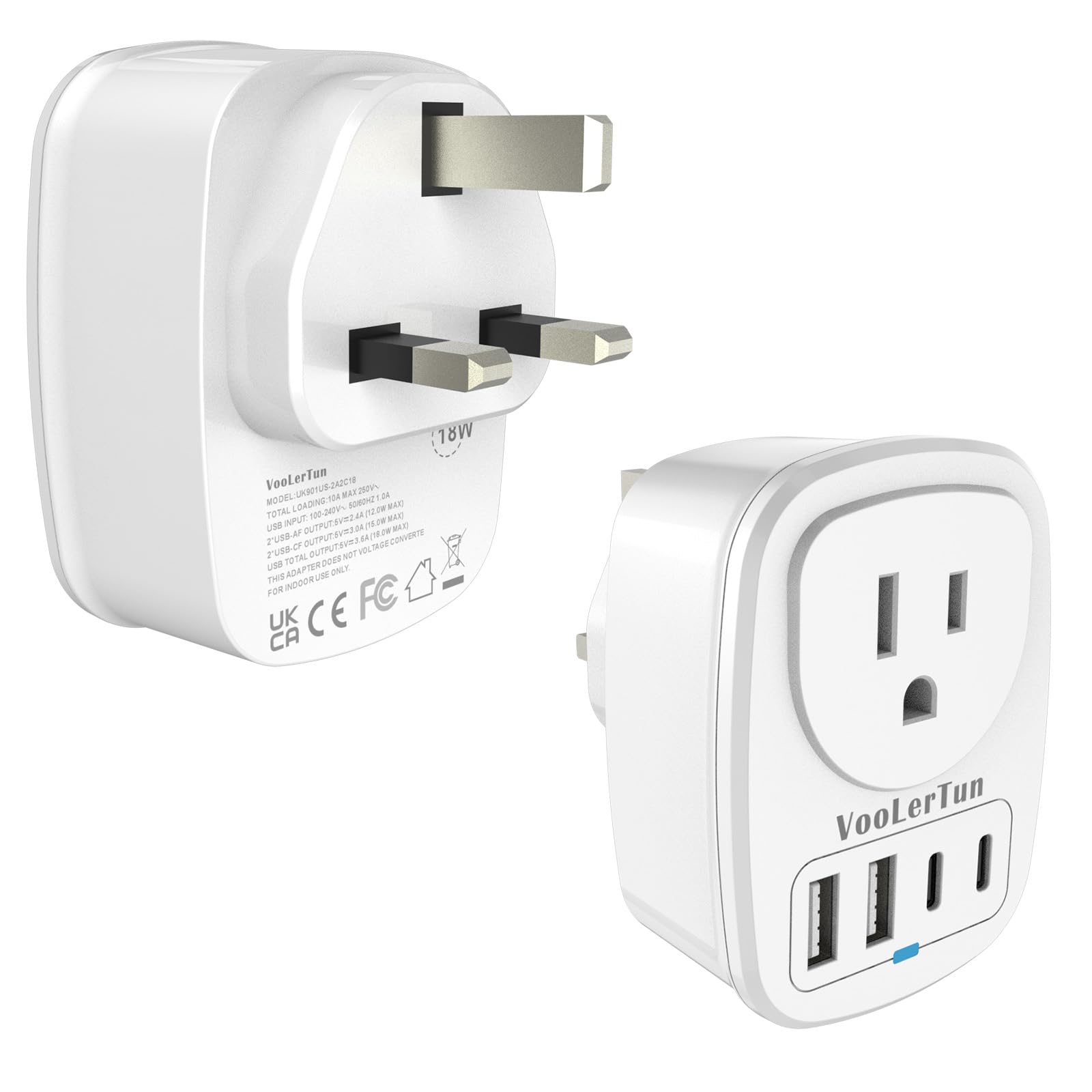 Type G-Uk Travel Plug Adapter, Voolertun England Plug Adapter With 4 Usb Ports (2 Usb C),1 American Outlet Travel Plug For Us Co