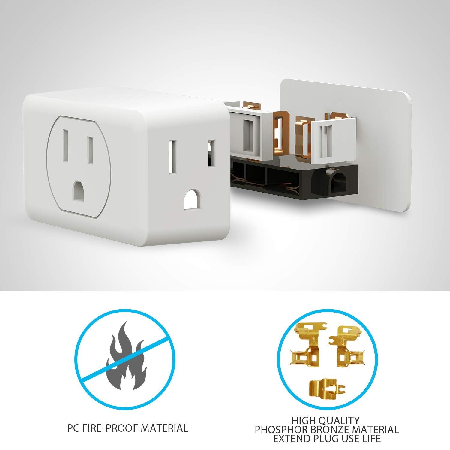 Multi Plug Outlet Extender, Vintar 3 Outlet Adapter, Multiple Outlet Splitter, Grounded Wall Tap Adapter, Power Plug Expander Fo
