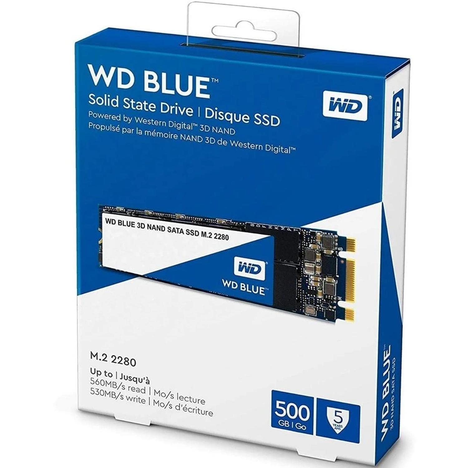 Western Digital 500Gb Wd Blue 3D Nand Internal Pc Ssd   Sata Iii 6 Gb/S, M.2 2280, Up To 560 Mb/S   Wds500G2B0B