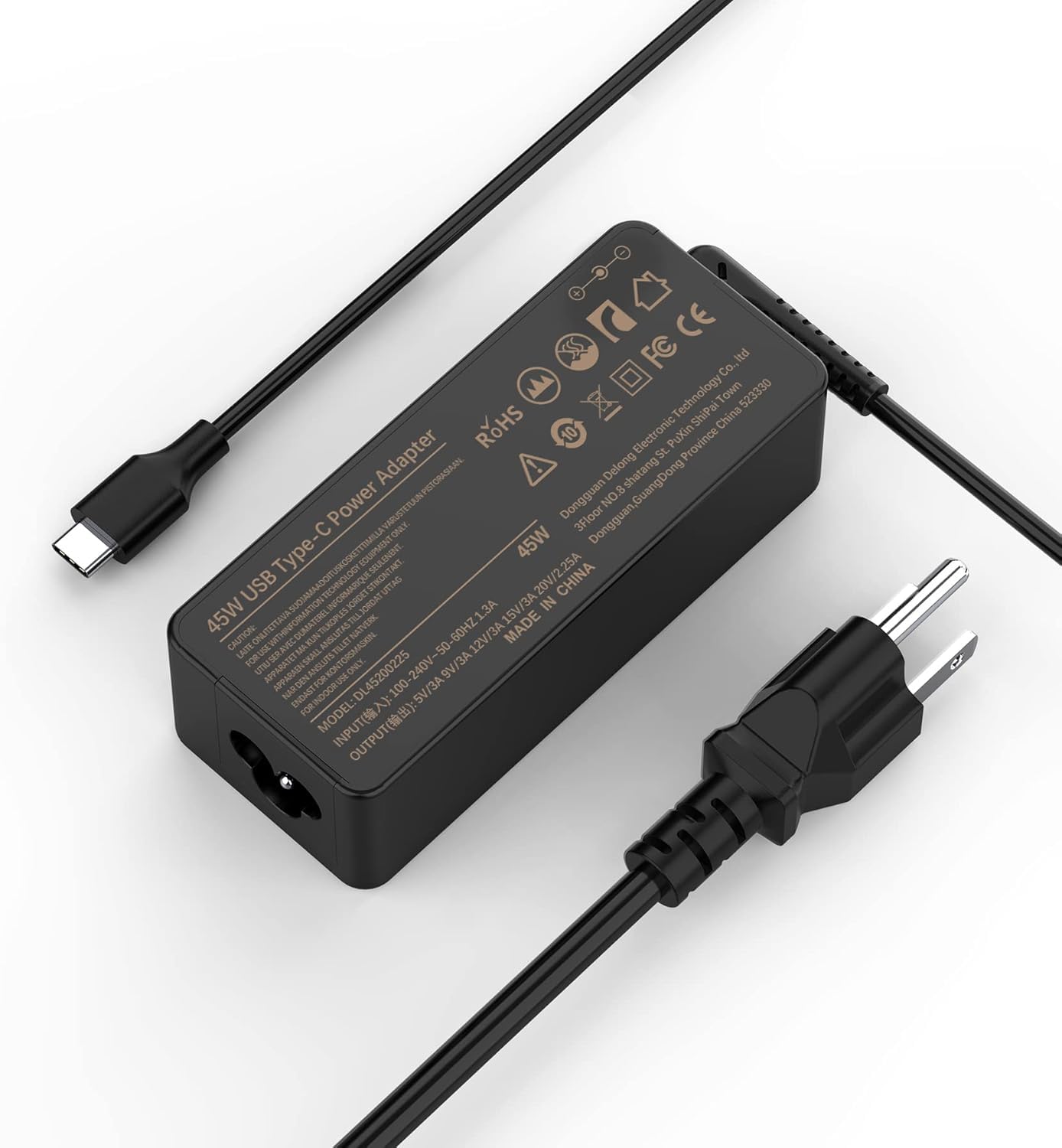 45W Usb C Laptop Charger For Lenovo Chromebook 300E 500E S330 S340 C340 15 C330 100E Thinkpad T480S T480 T580 E580 T580S Yoga C940 C740 S730 720 730 X1 Carbon 2Nd Gen Mtk Replacement Type C Power Cord