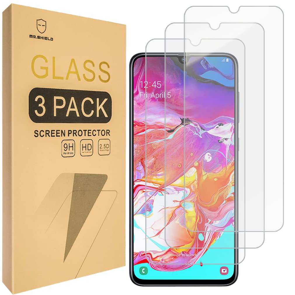 Mr.Shield [3 Pack] Designed For Samsung Galaxy A70 [Tempered Glass] Screen Protector [Japan Glass With 9H Hardness] With Lifetim
