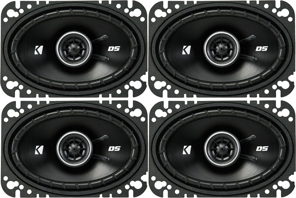 KICKER Speaker Package of 2 Items: Four 4x6 DS Series Coaxial Speakers 4-Ohm - 2X 43DSC4604