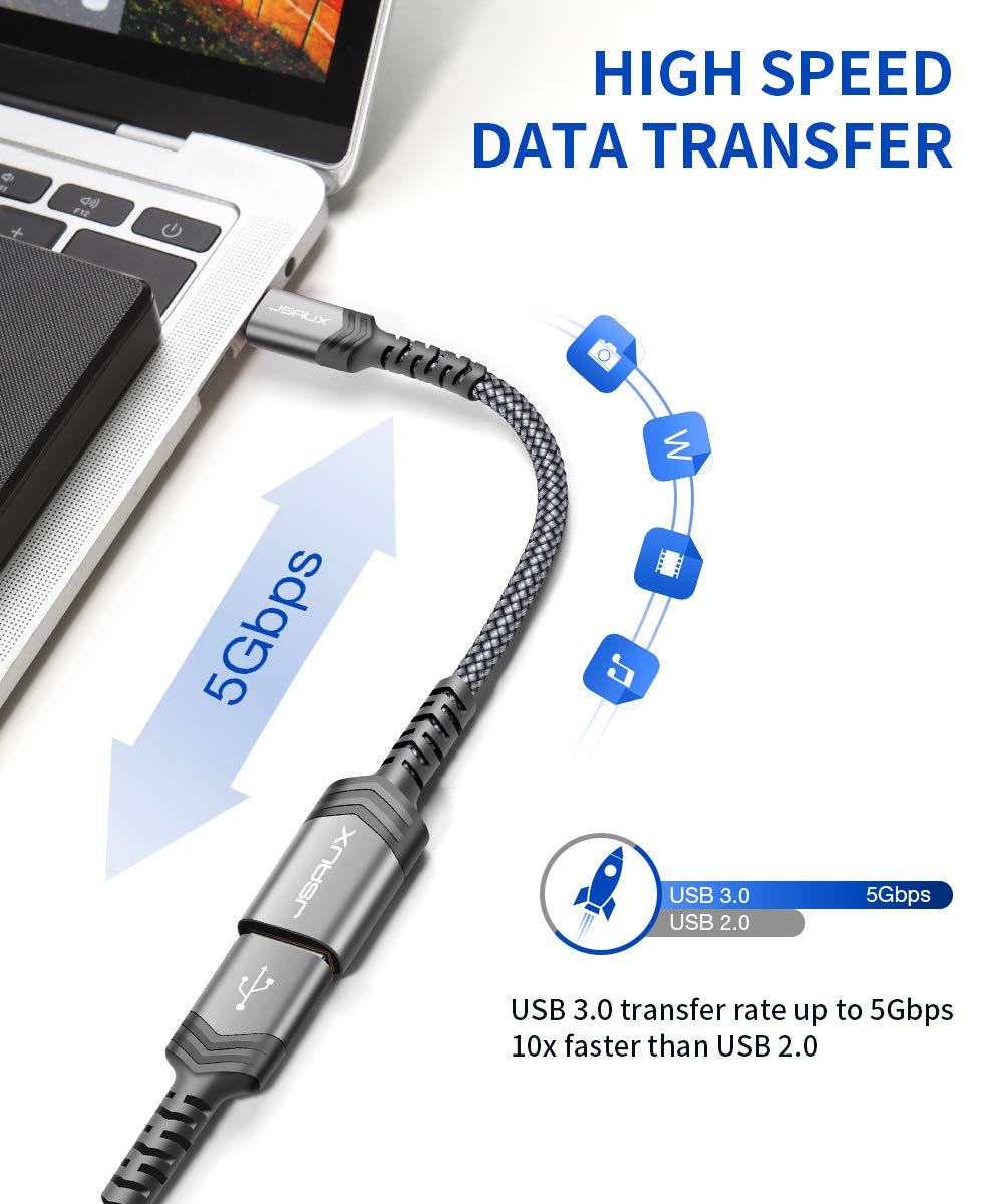 Usb C To Usb Adapter, Jsaux [0.5Ft 2 Pack] Type C 3.0 Otg Cable On The Go Type C Male To Usb A Female Adapter Compatible With Ma